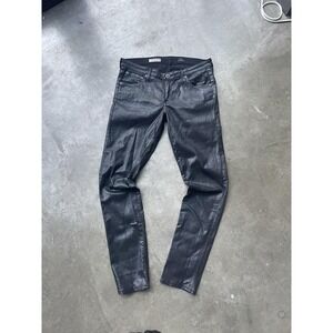 Model Off Duty Black Shiny Denim Size 30 Skinny Jeans